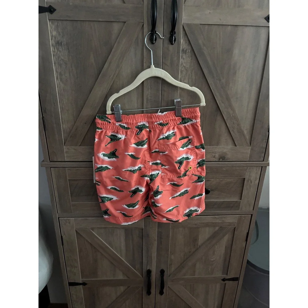 Old Navy Boys Alligator Print Swim Trunks Orange UPF 50 Board Shorts Size M 8
